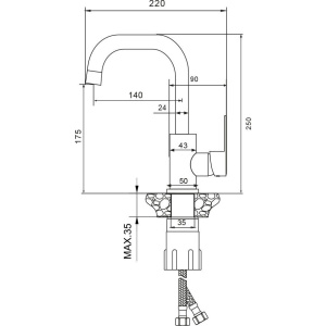 Смеситель для раковины WesnaArt Eko EKO05-250 черный