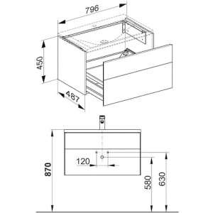 Тумба под раковину Keuco Royal Reflex 80 34060140000 трюфель