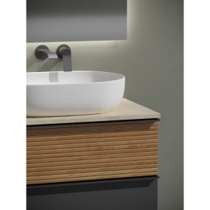 Купить Тумба с раковиной Sancos Delta 80 см, дуб красный, графит, столешница бежевая, раковина CN6047 в Москве с доставкой Тумба с раковиной Sancos Delta 80 см, дуб красный, графит, столешница бежевая, раковина CN6047