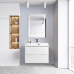 Тумба с раковиной BelBagno Vittoria 80 подвесная, bianco lucido, белая глянцевая раковина