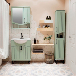 Тумба с раковиной Runo Марсель 65, напольная, мята