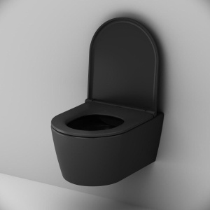 Комплект Унитаз подвесной AM.PM Func C8F1700MBSC безободковый, с микролифтом, матовый черный + Крепления Geberit Duofix 111.815.00.1 к стене + Шумоизоляция + Инсталляция UP 320 111.300.00.5 + Кнопка Sigma 01 115.770.DW.5 черная