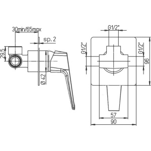 Смеситель для душа Paini Bari RTCR690 С ВНУТРЕННЕЙ ЧАСТЬЮ, хром