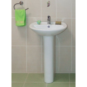 Комплект Раковина Sanita Аттика 55 + Пьедестал Аттика + Смеситель Rossinka Y + Сифон Wirquin Минор с отводом для стиральной машины