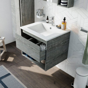 Купить Тумба с раковиной STWORKI Карлстад 60 дуб рошелье в Москве с доставкой Тумба с раковиной STWORKI Карлстад 60 дуб рошелье