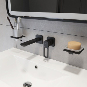 Смеситель для раковины IDDIS Slide SLIBL00i65 С ВНУТРЕННЕЙ ЧАСТЬЮ, черный матовый