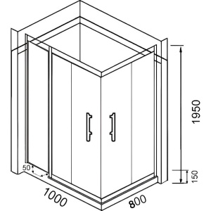 Душевой уголок Parly QZ81B 80x100, с поддоном, профиль черный, стекло прозрачное