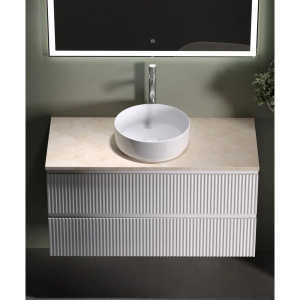 Тумба с раковиной Sancos Snob R 100 см, bianco, столешница бежевая, раковина CN5001