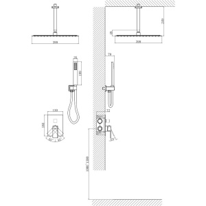Душевой комплект D&K Bayern.Liszt DA1515805A19 С ВНУТРЕННЕЙ ЧАСТЬЮ, черный