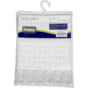 Штора для ванной Haiba HB75101-1 белая, 3D