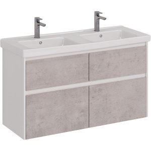 Тумба с раковиной Lemark Combi 125 бетон, белая глянцевая