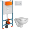 Комплект Унитаз подвесной DIWO Сочи 7508N003-0079 безободковый + Крышка Yakut 0344 с микролифтом + Инсталляция VitrA V-Fix Core 732-5800-01 с кнопкой смыва Root R 740-2280 хром