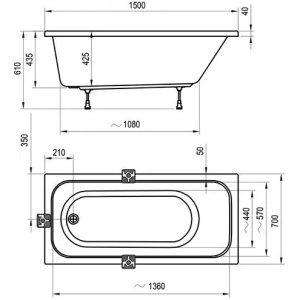 Акриловая ванна Ravak Chrome 150х70 C721000000 белая