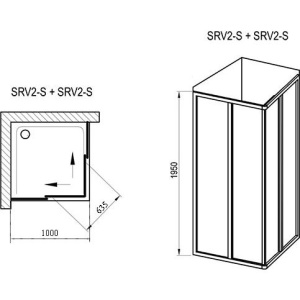 Душевой уголок Ravak Supernova SRV2-100 195 S Grape, профиль черный