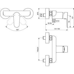 Смеситель для душа Ideal Standard Tyria BC156HS черный, хром