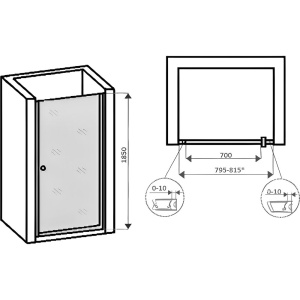 Душевая дверь в нишу Parly DE80 80x185, профиль хром, стекло прозрачное с рисунком