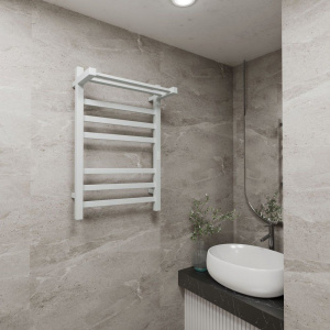 Купить Полотенцесушитель электрический Bauedge Hotel Shelf R с полкой, 50х80, белый полуматовый в Москве с доставкой Полотенцесушитель электрический Bauedge Hotel Shelf R с полкой, 50х80, белый полуматовый