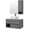 Мебель для ванной STWORKI Карлстад 90 дуб рошелье, монте тиберио, в стиле лофт, серая, подвесная (комплект, гарнитур)