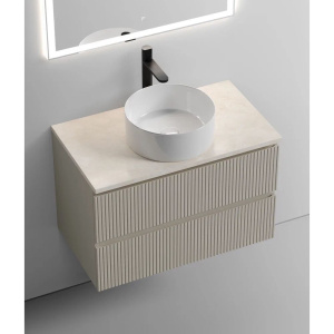 Тумба с раковиной Sancos Snob T 80 см, beige soft, столешница бежевая, раковина CN6032