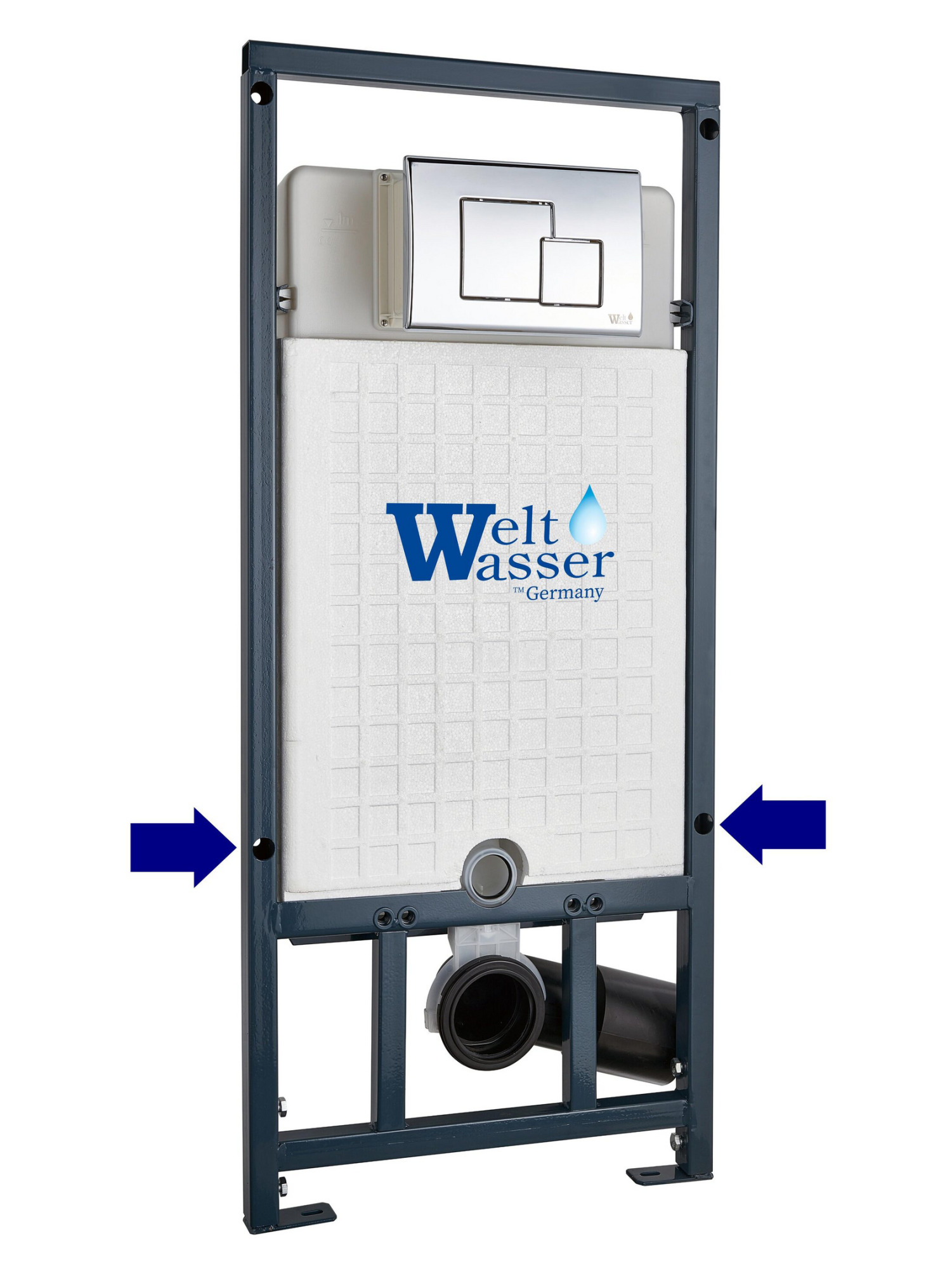 Кнопка черная матовая нажимная для инсталляции Квадратная WeltWasser MARBERG 507 SE MT-BL (10000010239)