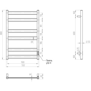Купить Полотенцесушитель электрический Двин Y neo 80х50, чёрный в Москве с доставкой Полотенцесушитель электрический Двин Y neo 80х50, чёрный