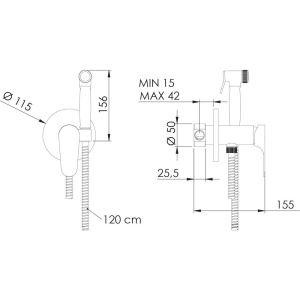 Гигиенический душ Remer Class Line L65 со смесителем, С ВНУТРЕННЕЙ ЧАСТЬЮ