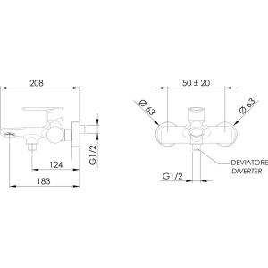 Смеситель для ванны с душем Remer Vanity V05