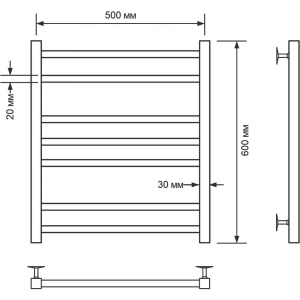 Полотенцесушитель водяной Comfysan Pioli-K W-6 60х50 белый матовый