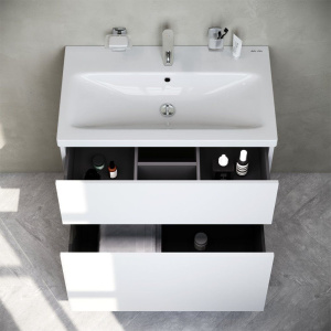 Купить Тумба с раковиной AM.PM Gem 75 белый глянец, с 2 ящиками в Москве с доставкой Тумба с раковиной AM.PM Gem 75 белый глянец, с 2 ящиками