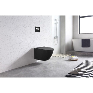 Унитаз подвесной Art&Max Ovale AM011CHR-MB/SC безободковый, с микролифтом, черный