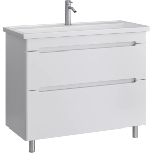 Тумба с раковиной SanStar Адель 100 напольная, белая, раковина Kirovit Фостер 100