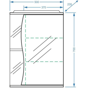 Зеркало-шкаф Stella Polar Волна Верея R 50 с подсветкой