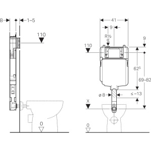 Смывной бачок скрытого монтажа Geberit Sigma 8 109.791.00.1 для унитазов
