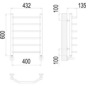 Купить Полотенцесушитель водяной Terminus Виктория П6 400x600 в Москве с доставкой Полотенцесушитель водяной Terminus Виктория П6 400x600