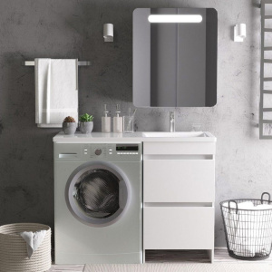 Купить Тумба с раковиной Orange Sistema 110 R с ящиками, под стиральную машину в Москве с доставкой Тумба с раковиной Orange Sistema 110 R с ящиками, под стиральную машину