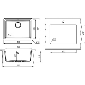 Мойка кухонная Lemark Sinara 540-U 9910077 серый шелк