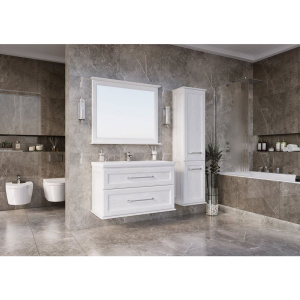 Купить Зеркало ASB-Woodline Венеция 100 белое, патина серебро в Москве с доставкой Зеркало ASB-Woodline Венеция 100 белое, патина серебро