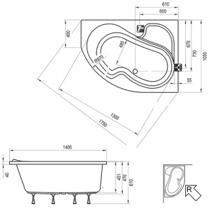 Акриловая ванна Ravak Rosa I 140х105 CV01000000 R белая