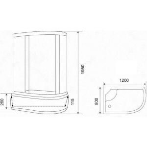 Душевой уголок Parly ZEM1201B-L 120x80, с поддоном, левый, профиль черный