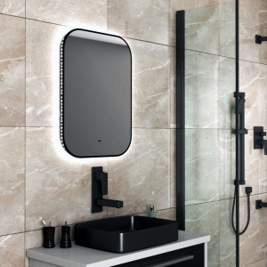 Зеркало Bauedge Black Rand 60х80, с подсветкой, сенсорное, черное