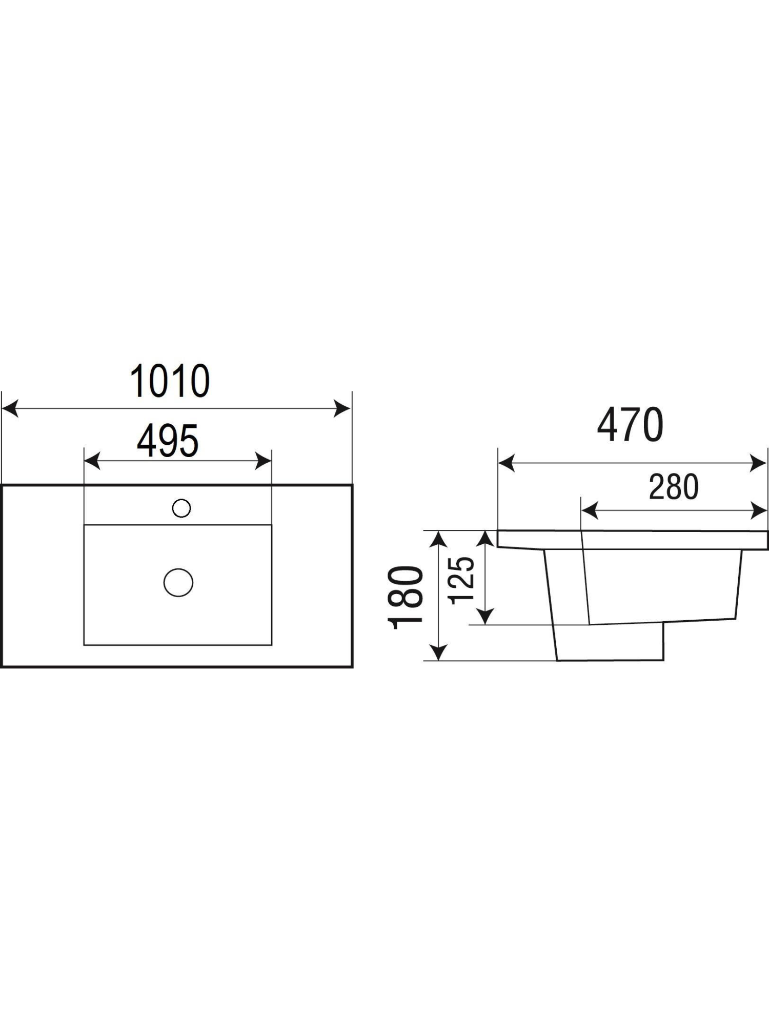 Раковина врезная 1010х470х180 WeltWasser DEILBACH 7506-100 (10000003904)
