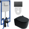 Комплект Унитаз подвесной STWORKI Ноттвиль SETK3104-2616 безободковый, с микролифтом, черный + Инсталляция + Кнопка 230858 черный матовый