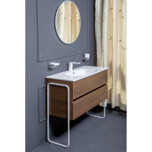 Купить Тумба с раковиной Armadi Art Vallessi 100 дуб темный, с белой раковиной в Москве с доставкой Тумба с раковиной Armadi Art Vallessi 100 дуб темный, с белой раковиной
