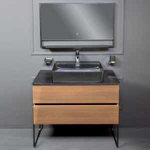 Мебель для ванной Armadi Art Vallessi 100 со столешницей антрацит, дуб темный