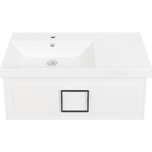 Тумба с раковиной La Fenice Cubo 90 L, белая, ручка черная