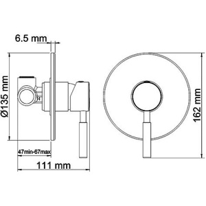 Смеситель для душа Wasserkraft Wern 4251 С ВНУТРЕННЕЙ ЧАСТЬЮ