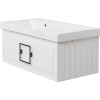 Тумба с раковиной La Fenice Cubo 90 L, белая, ручка черная