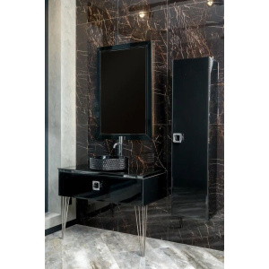 Мебель для ванной Armadi Art Lucido 100 черная глянцевая, раковина 817-B, ножки хром